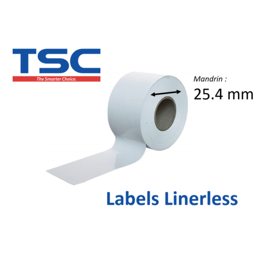 1 x rouleau linerless 100mm, TSC, papier thermique, mandrin 25.4 mm (DT-S100033LL)