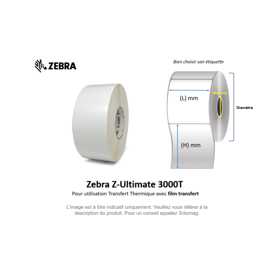 12 x rouleaux d'étiquettes 76x51mm Zebra Z-Ultimate 3000T