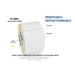 12 x rouleaux d'étiquettes 57x32mm, type 2000D, repositionnable