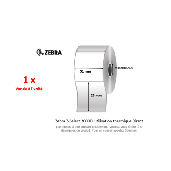 1 x rouleau d'étiquettes 51x25mm, type 2000D