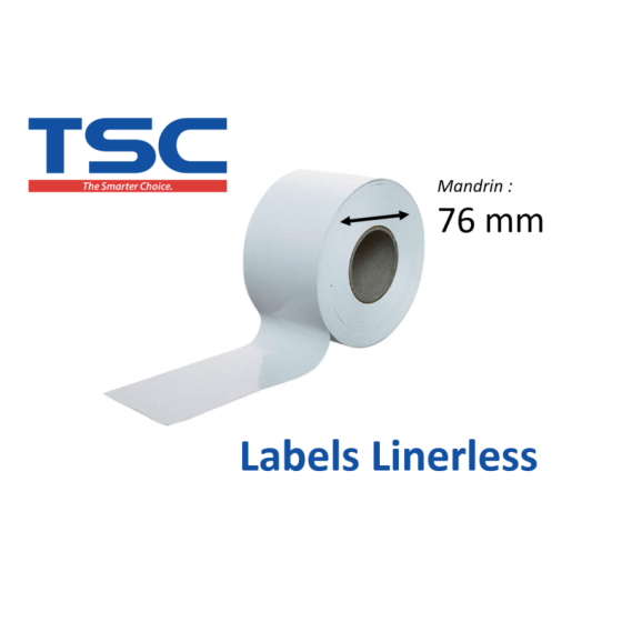 1 x rouleau linerless 100mm, TSC, papier thermique, mandrin 76 mm