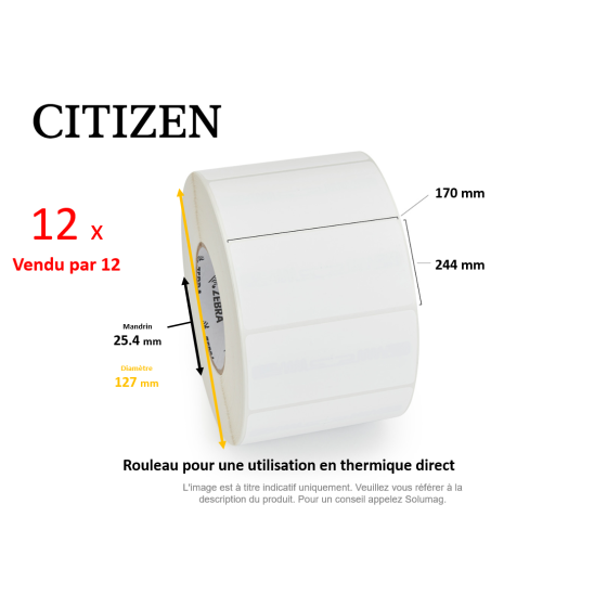 12 x rouleaux d'étiquettes 170x244mm, Citizen