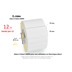 12 x rouleaux d'étiquettes 76x25mm, type 2000D