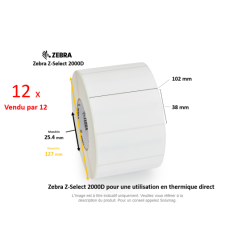 12 x rouleaux d'étiquettes 102x38mm, type 2000D