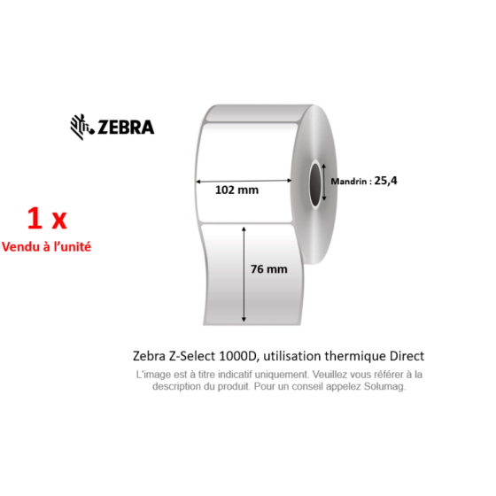 1 x rouleau d'étiquettes 102x76mm, Zebra Z-Perform 1000D