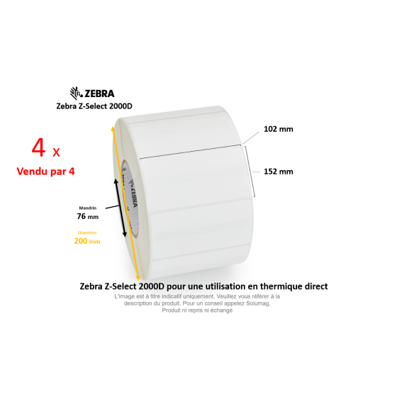 4 x rouleaux d'étiquettes 102x152mm, type 2000D