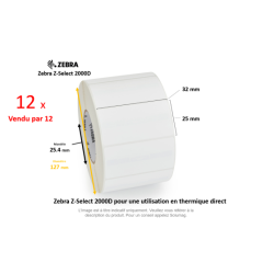 12 x rouleaux d'étiquettes 32x25mm, type 2000D