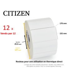 12 x rouleaux d'étiquettes 170x152mm, Citizen