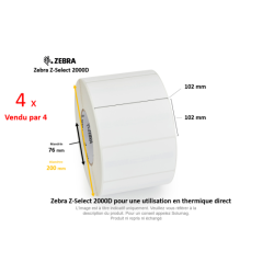 4 x rouleaux d'étiquettes 102x102mm, type 2000D