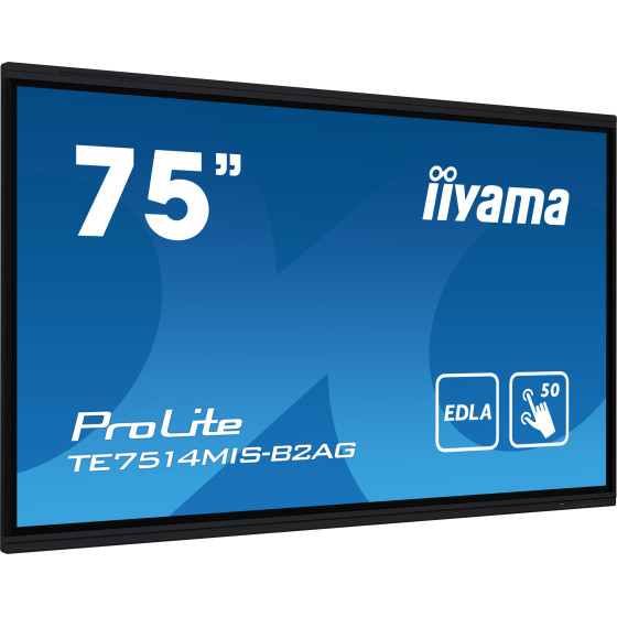 iiyama TE7514MIS-B2AG, 24/7, Google EDLA, 190,5 cm (75''), PureTouch-IR, 4K, USB, USB-C, RS232, Ethernet, WiFi, Android, USB