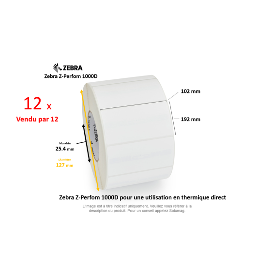 12 x rouleaux d'étiquettes102x192mm, type Z-Perform 1000D