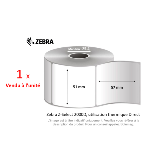 1 x rouleau d'étiquettes 57x51mm, Type Z-Select 2000D,