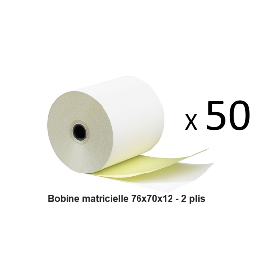 50 x Bobines matricielle 76x70x12 - 2 plis