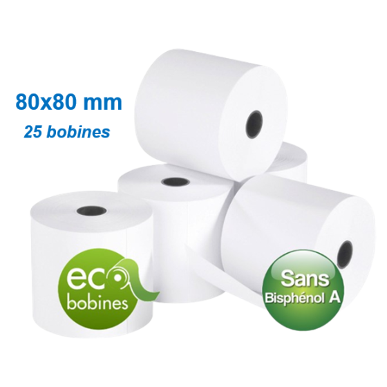 25 x Rouleaux de papier thermique 80mm sans BPA