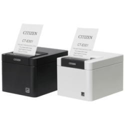 CT-E301, USB, 8 pts/mm (203 dpi), massicot, blanc