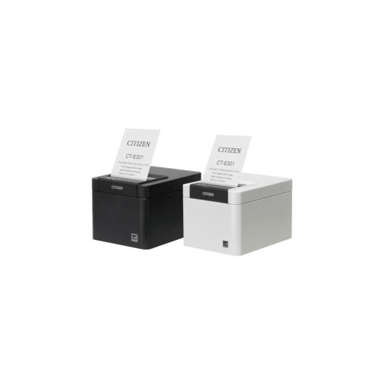 CT-E301, USB, 8 pts/mm (203 dpi), massicot, blanc