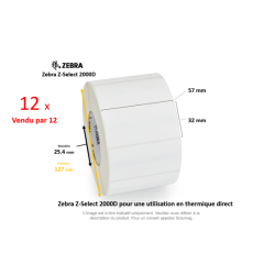 12 x rouleaux d'étiquettes 57x32mm, type 2000D