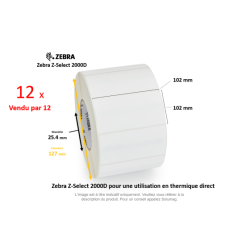 12 x rouleaux d'étiquettes 102x102mm, type 2000D