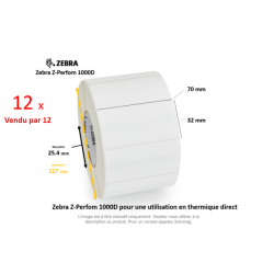 12 x rouleaux d'étiquettes 70x32mm, type Z-Perform 1000D