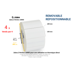 4 x rouleaux d'étiquettes 100x150mm, Zebra Z-Perform 1000D,  papier thermique,