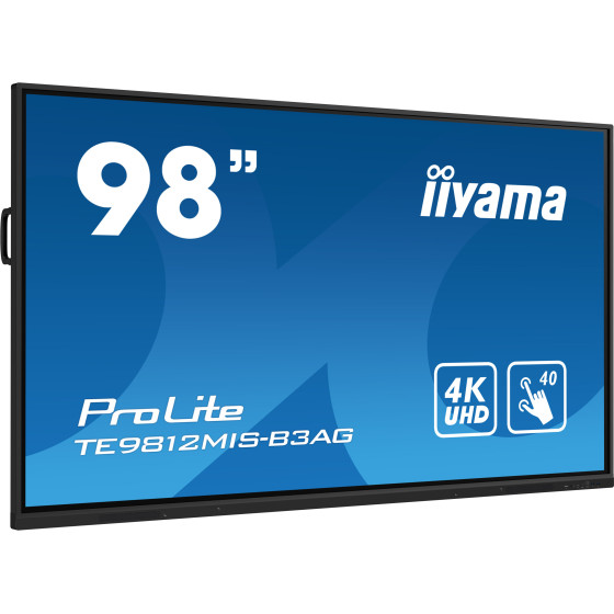 iiyama ProLite IDS, 24/7, 247.7 cm (98''), PureTouch-IR, 4K, USB, USB-C, RS232, Ethernet, WiFi, en kit (USB), noir