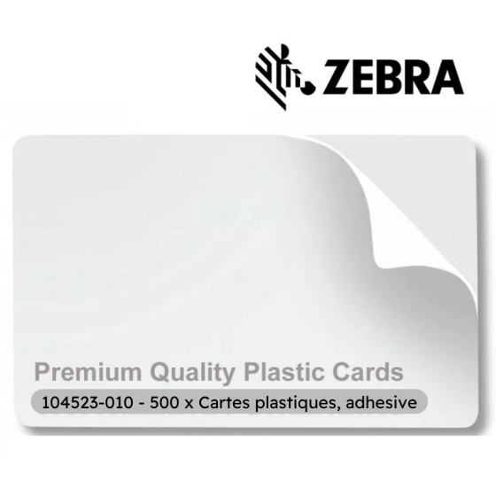 500 x Zebra Carte plastique adhesive (104523-010)