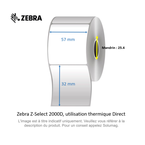 1 x rouleau d'étiquettes 57x32mm, type 2000D